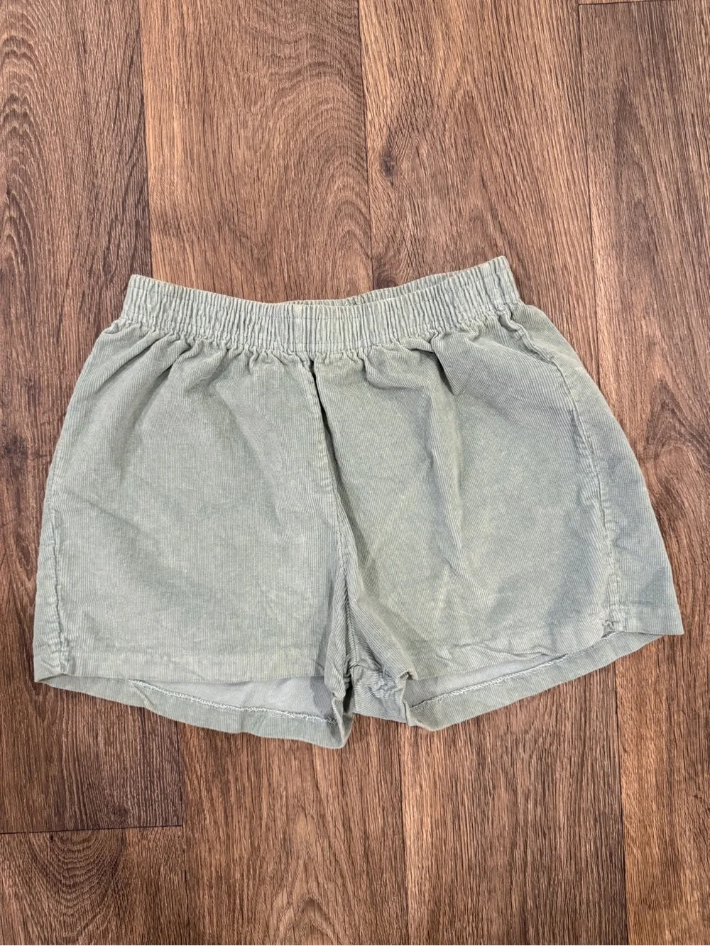 Green corduroy shorts